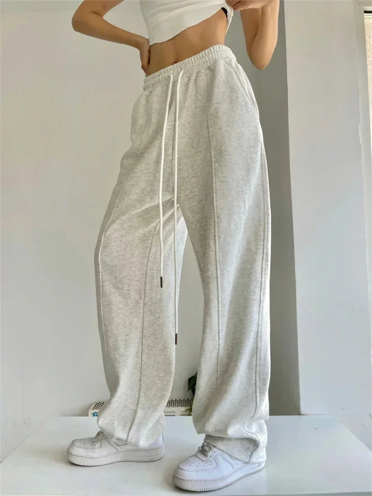 Territory Korean Fashion Joggers Sweatpants Women Harajuku Hip Hop Gray Wide Leg Track Pants Oversized Kpop Baggy Sports Trousers