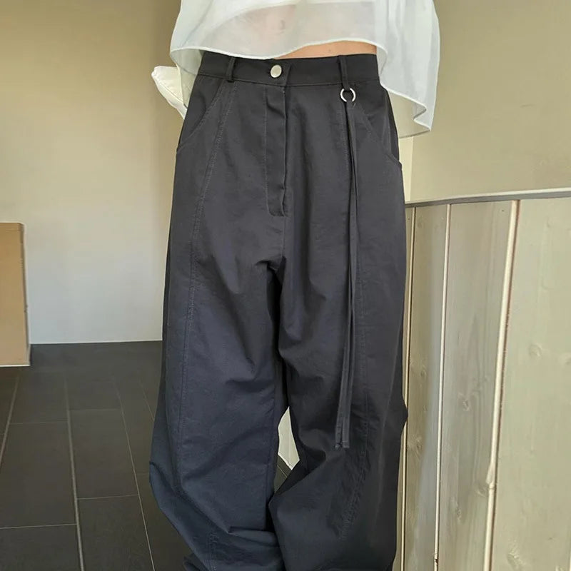 Territory Low Waist Wide Leg Trousers Oversized Sweatpant Women Casual Korean Fashion Baggy Pants Y2k Streetwear Cargo Pant