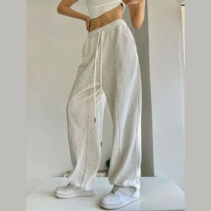 Territory Fashion Casual Joggers Sweatpants Women Y2K Harajuku Hip Hop Korean Gray Wide Leg Pants Oversized Baggy Straight Trousers