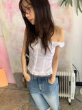 Territory 2024 Summer New White Vest for Women Sexy Slim Fit Single Breasted Tank Top Y2k E-Girl Sleeveless Ruffles Camisole Tops Shirt