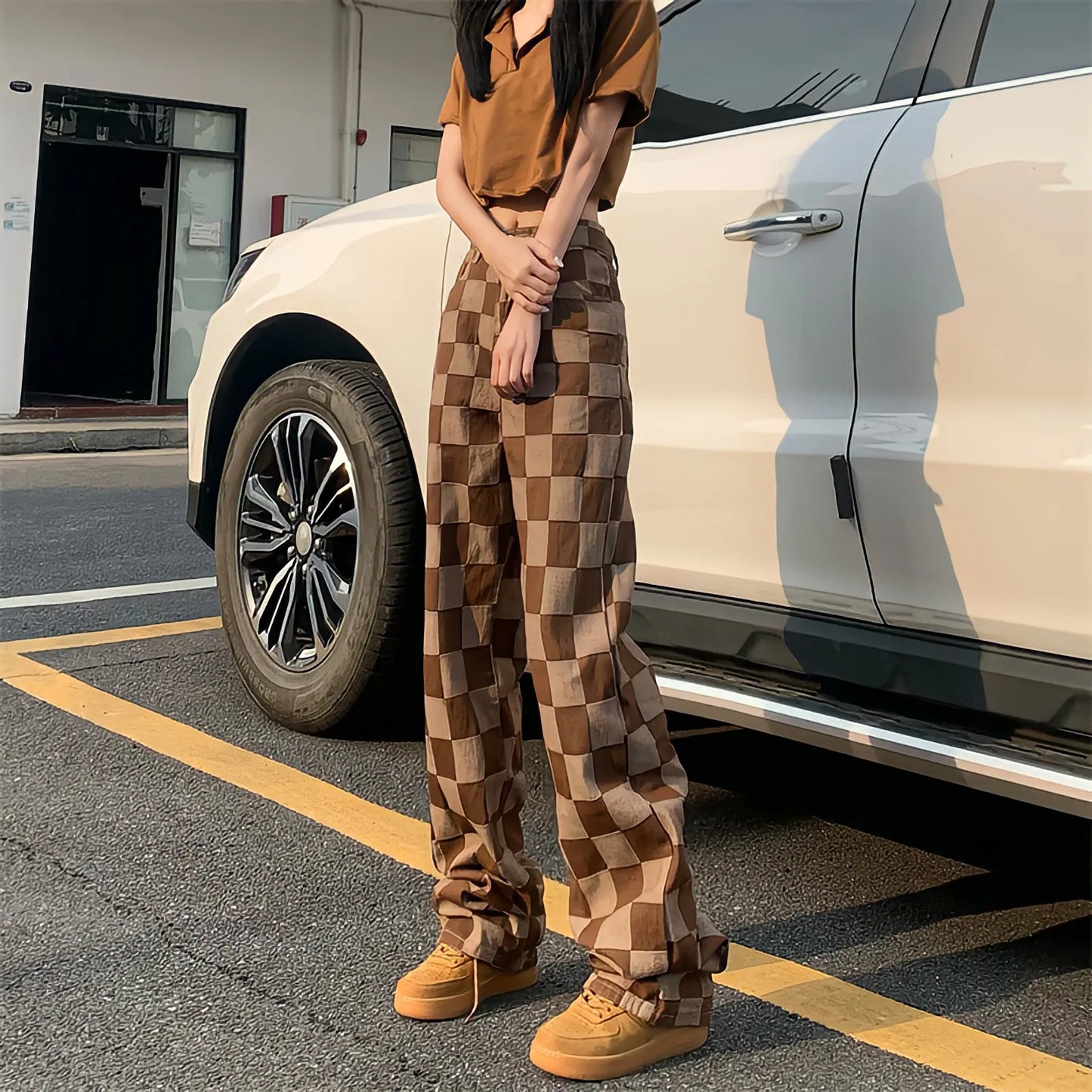 Territory Harajuku Jeans Women Korean Fashion Streetwear Baggy Straight Wide Leg Brown Pants Vintage Y2k Summer High Waist Casual Trousers