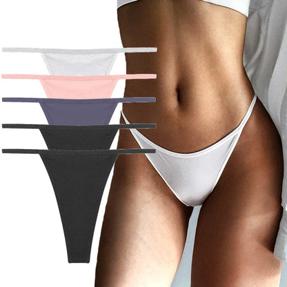 Territory 5PCS/Set Sexy Thong For Women Seamless Women's Panties Solid Color Low Waist Breathable Sexy Underwear Women Lingerie M-XL