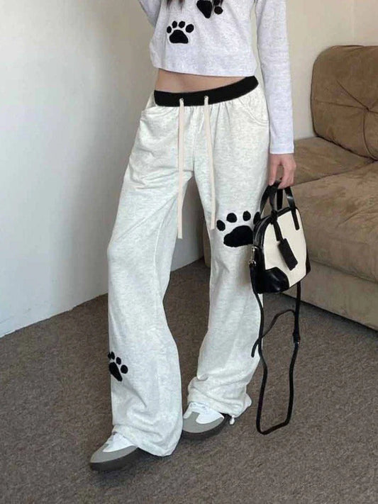 Territory Kawaii Baggy Sweatpants Women Japanese Style Cute Printed Sports Trousers Wide Graphic Jogger Casual Harajuku Streetwear