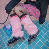 Territory E-girl Furry Leg Warmers Boot Covers Y2K Goth White Faux Fur Leg Warmers Punk Jk Knee-length Hiphop Warm Sock Fashion Socks