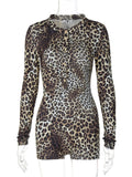 Territory Leopard Print Playsuit Long Sleeve Romper Sexy Outfits One Piece Jumpsuit Fall 2024 Fashion Women Y2K Clothing