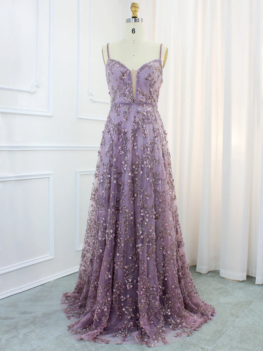 Territory  Lilac Sweetheart A Line Evening Dresses Luxury Beaded Sleeveless Formal Gowns 2024 For Women Party With Best Price