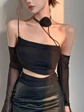 Territory Black Backless Sexy Fashion Tops Women Strappy Vintage Designer Slim Sling Female Hang Neck Elegant Casual Tops Autumn New