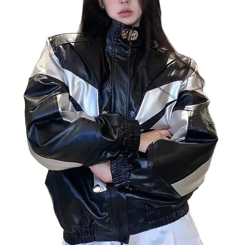 Territory Jacket Bomber Black Women Varsity New Outerwear Leather Jackets Lightning American Y2k Racing Oversize Baseball Jacket