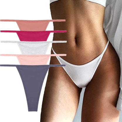 Territory 5PCS/Set Sexy Thong For Women Seamless Women's Panties Solid Color Low Waist Breathable Sexy Underwear Women Lingerie M-XL