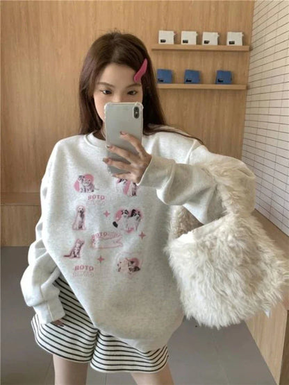 Territory Cute Graphic Sweatshirt Women Harajuku Hoodie Japanese Y2k Kawaii Round Neck Pullover Oversized Streetwear Aesthetic