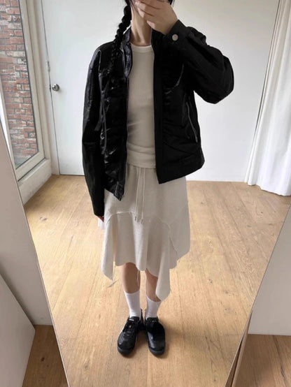 Territory Harajuku Simple White Skirt for Women Spring Irregular Mid-length Tassel Skirts Y2k E-Girl High Waist A-line Faldas Mujer