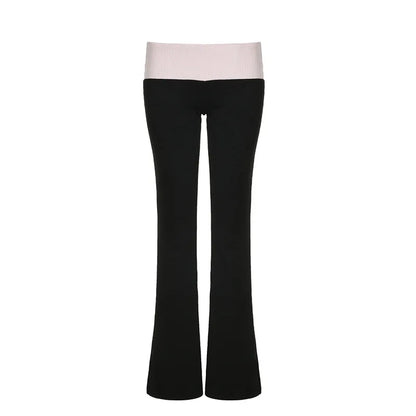 Territory Korean Coquette Low Waisted Slim Autumn Sweatpants Casual Basic Flare Trousers Cutecore Skinny Boot Cut Pants Outfits