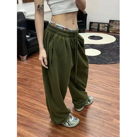 Territory Oversized Sweatpants Women Streetwear High Waist Wide Leg Pants Harajuku Black Baggy Joggers Korean Casual Sports Trousers