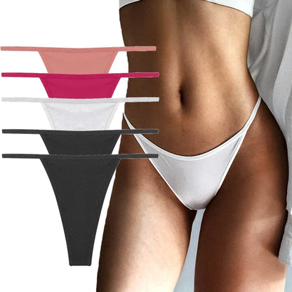 Territory 5PCS/Set Sexy Thong For Women Seamless Women's Panties Solid Color Low Waist Breathable Sexy Underwear Women Lingerie M-XL