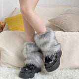 Territory New Punk Furry Fur Leg Warmers Y2k Girl Winter Warm JK Furry Boots Imitation Wool Socks Gothic Jk Knee-length Hiphop Stockings