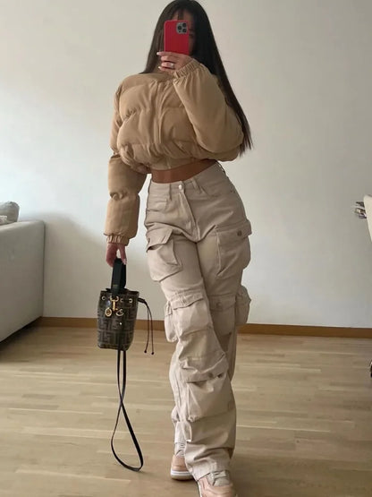 Territory Multiple Pockets Cargo Pants For Women Loose High Waist Fashion Sweatpants Women's Baggy Streetwear Pant Woman Trousers