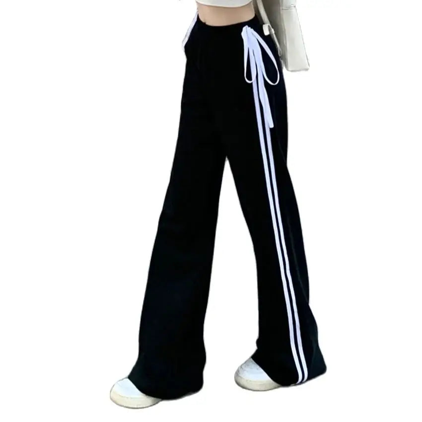 Territory Mopping Sports Trousers Chic Loose Women Bow New Spring 2024 Casual Office Lady High Waist Streetwear Wide Leg Pants