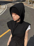 Territory 2024 Summer New Straight Hoodie Tops Mujer Fashion Loose Sleeve Vest Coat Women Y2k E-Girl Slim Fit Lace Up Black Sweatshirts