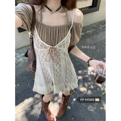 Territory Korean Fashion 2 Piece Dress Set Women Pure Color Y2k Mini  Elegant Casual Short Party  Office Lady 2024 Summer Slim