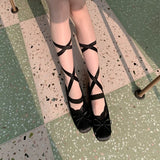 Territory Cross Tie Invisible Socks Ballet Lace Boat Sock JK Lace Strappy Lolita DIY Ripped Straps Cotton Low Cut Socks Invisible Stocking