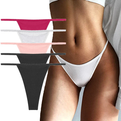 Territory 5PCS/Set Sexy Thong For Women Seamless Women's Panties Solid Color Low Waist Breathable Sexy Underwear Women Lingerie M-XL