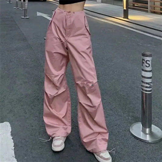 Territory Baggy Pants Sweat Parachute Joggers Cargo Streetwear Clothing Hippie Summer Woman Fluid Pink Y2k Wide Leg Women's Loose Trousers