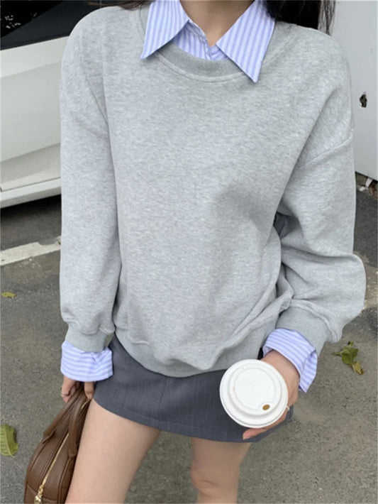 Territory  Preppy Style Women Sweatshirts Chic Loose New Spring  All Match OL Gentle Casual Office Lady High Street