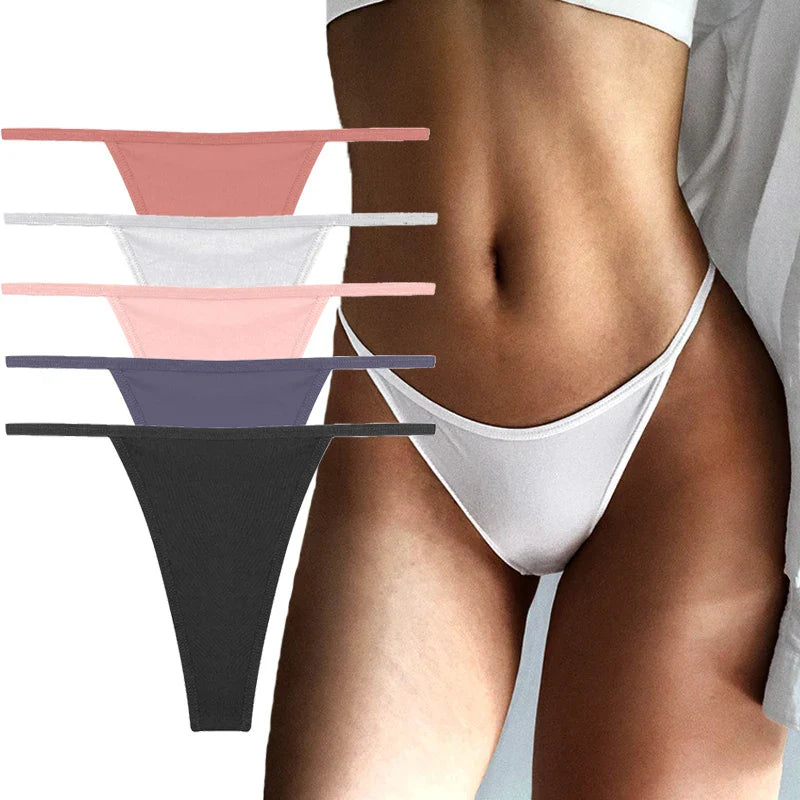 Territory 5PCS/Set Sexy Thong For Women Seamless Women's Panties Solid Color Low Waist Breathable Sexy Underwear Women Lingerie M-XL