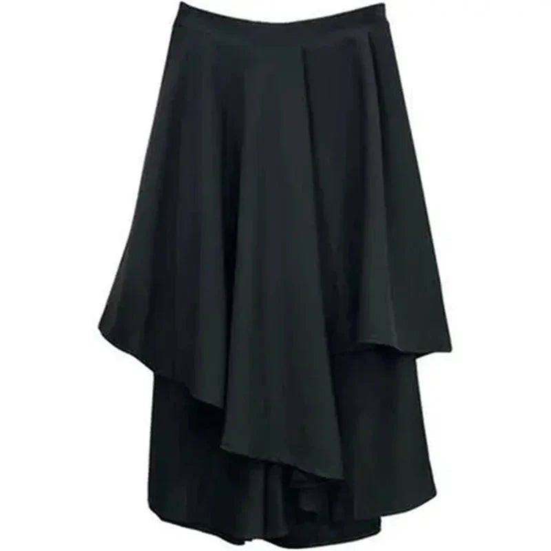 Territory Gothic Asymmetrical Cargo Skirts Women Streetwear Punk Irregular High Waist A Line Pleated Skirt Korean Hip Hop Midi Skirt