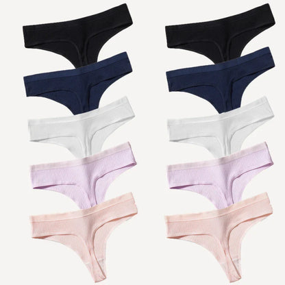 Territory 10PCS/Set Striped Women's Panties Breathable Underwear Cotton Female Thongs Sexy Lingerie Soft Cozy G-Strings Sports Tanges