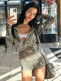 Territory Leopard Print Playsuit Long Sleeve Romper Sexy Outfits One Piece Jumpsuit Fall 2024 Fashion Women Y2K Clothing