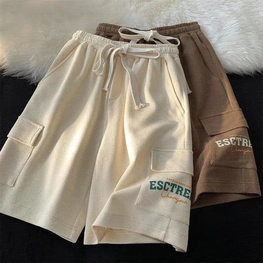 Territory Cargo Shorts Women Streetwear Wide Leg Shorts Bf Summer Harajuku Drawstring Pockets Baggy Casual Five-Point Sports Short Pants