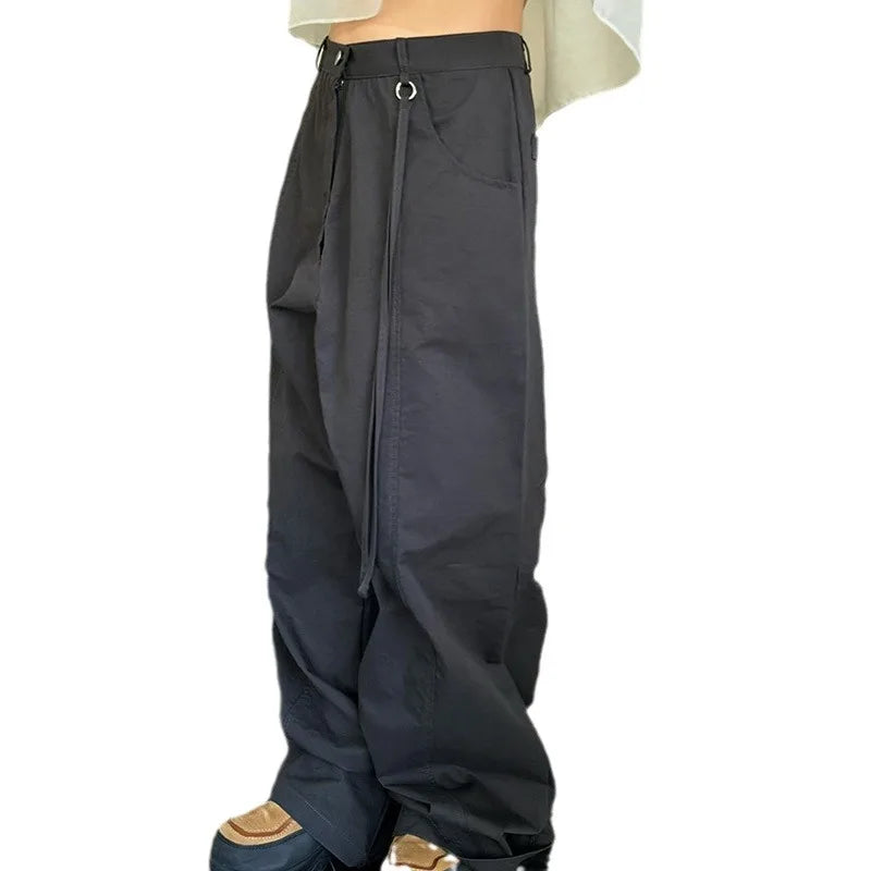 Territory Low Waist Wide Leg Trousers Oversized Sweatpant Women Casual Korean Fashion Baggy Pants Y2k Streetwear Cargo Pant