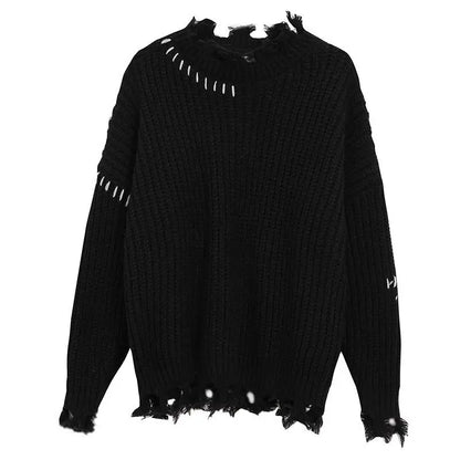 Territory Gothic Harajuku Black Sweaters Pullover Oversize Women Mall Goth Tops Streetwear Korean Fashion Autumn Knitwear