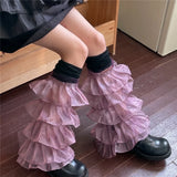 Territory New Y2K Lace Leg Cover Ruffles Over The Knee Leg Socks Women Japanese Punk Harajuku Leg Warmers Purple JK Party Accessories