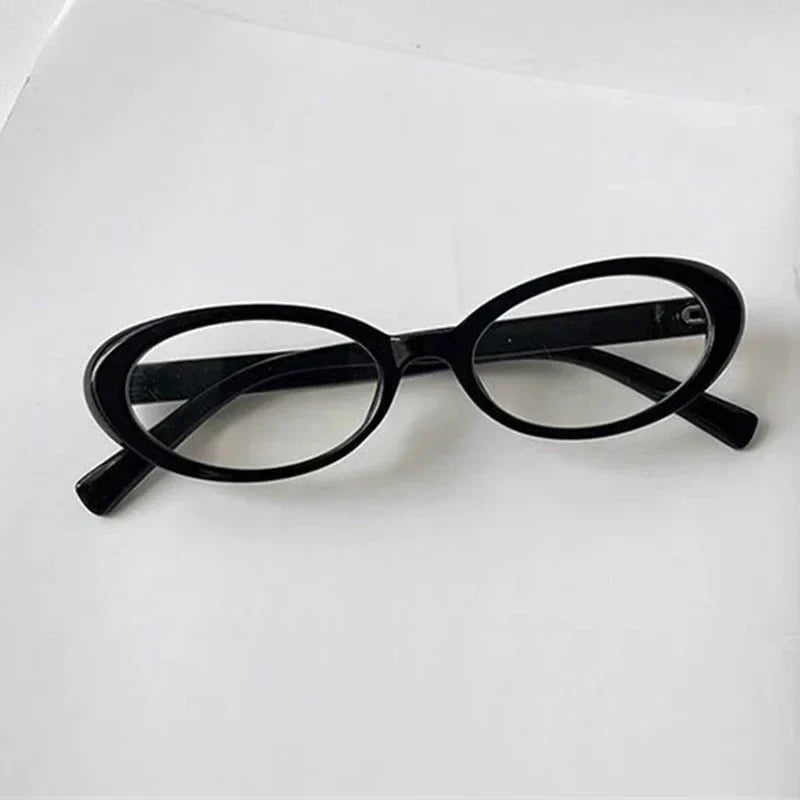 Territory Black Oval Frame Glasses Women Y2K Girls Retro Narrow Spectacles Vintage Computer Reading Goggles Anti-Blue Light Eyewears