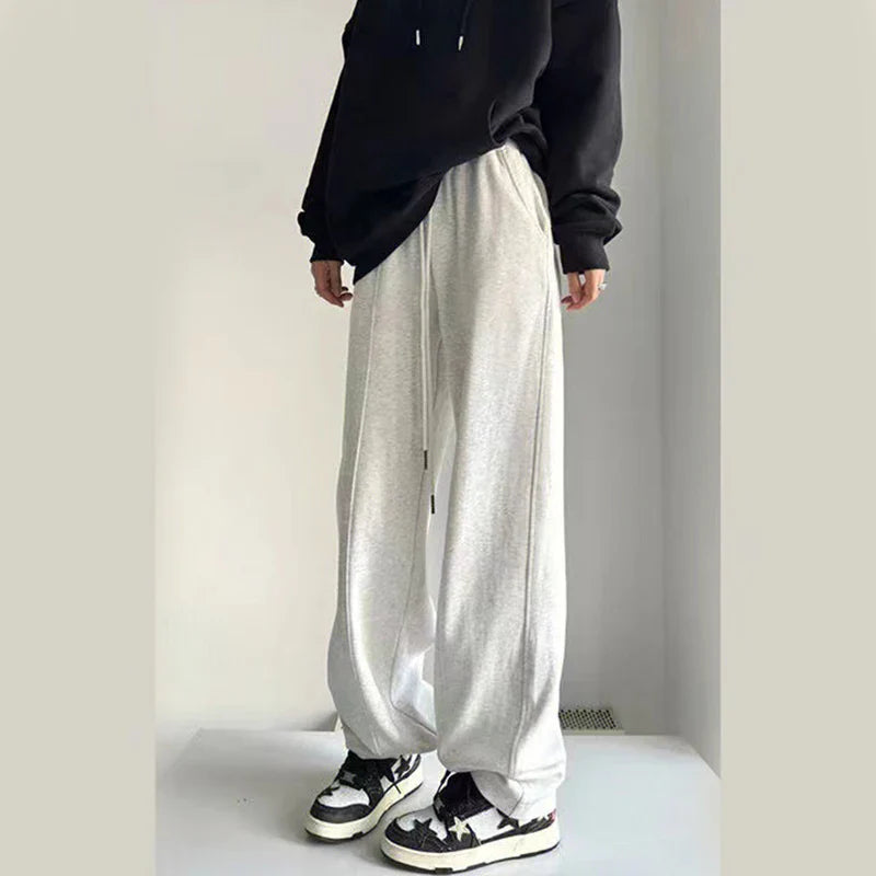 Territory Fashion Casual Joggers Sweatpants Women Y2K Harajuku Hip Hop Korean Gray Wide Leg Pants Oversized Baggy Straight Trousers