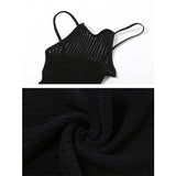 Territory Black Jumpsuit Womens See Through Hollow Out Knit Mesh Bodycon Jumpsuits Sexy Baddies Outfits For Women Clubwear