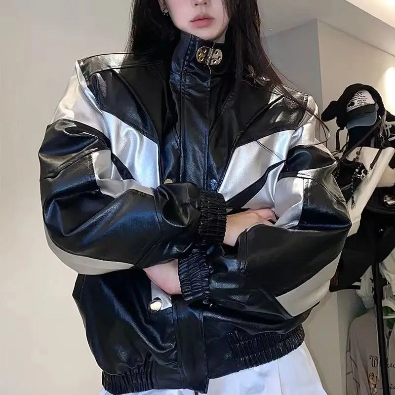 Territory Jacket Bomber Black Women Varsity New Outerwear Leather Jackets Lightning American Y2k Racing Oversize Baseball Jacket