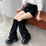 Territory Punk Gothic Ripped Leg Warmer Japanese Jk Leg Cover Breathable Dark Y2k Hot Girl Stockings Women Harajuku Knit Boot Cuff Socks