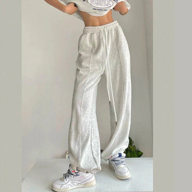 Territory Fashion Casual Joggers Sweatpants Women Y2K Harajuku Hip Hop Korean Gray Wide Leg Pants Oversized Baggy Straight Trousers