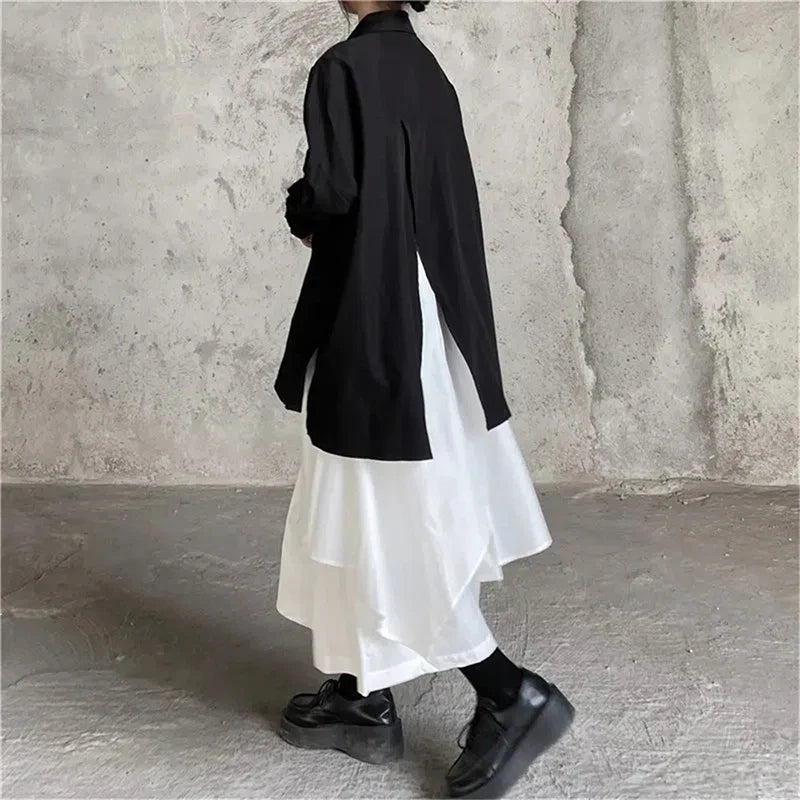 Territory Gothic Asymmetrical Cargo Skirts Women Streetwear Punk Irregular High Waist A Line Pleated Skirt Korean Hip Hop Midi Skirt