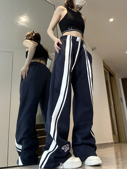 Territory Harajuku Baggy Sweatpants Women Hip Hop Style Y2k Streetwear Wide Striped Joggers Oversized Female Red Sports Trousers