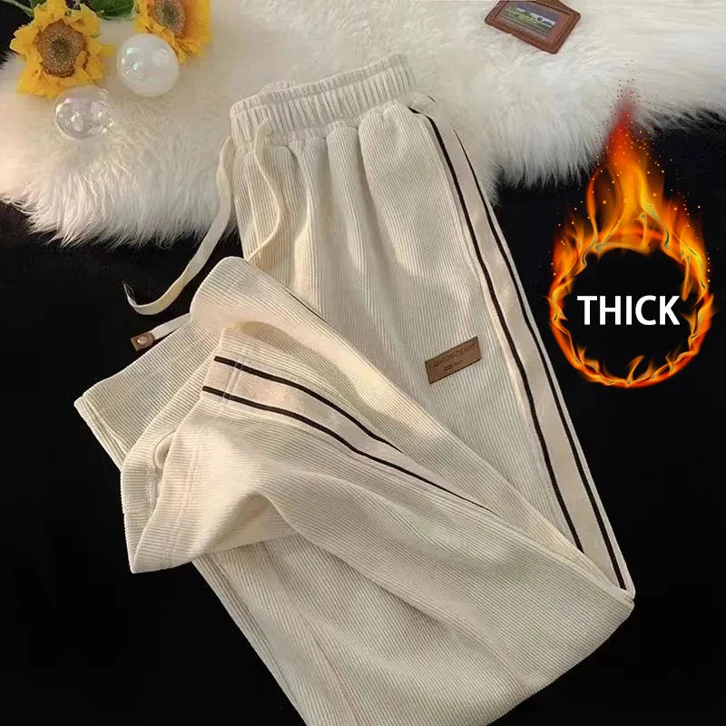 Territory Corduroy Striped Sweatpants Women Streetwear Thick Wide Leg Pants Y2K Harajuku High Waist Casual Joggers Korean Baggy Trousers