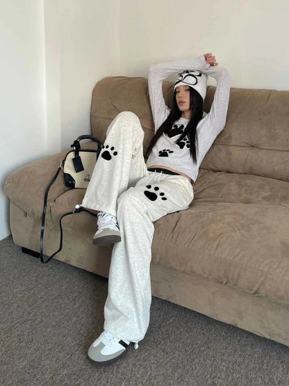 Territory Kawaii Baggy Sweatpants Women Japanese Style Cute Printed Sports Trousers Wide Graphic Jogger Casual Harajuku Streetwear