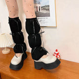 Territory New Y2k Bubble Lantern Strap Leg Covers Ballet Knitted Socks Pink Girl Leg Warmers Harajuku Boot Cuffs Japanese JK Lolita Sock