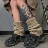 Territory New Punk Women Knitted Leg Warmers Calf Socks Vintage Winter Japanese Harajuku Pile Long Leg Covers Medium Socks Y2K Accessories