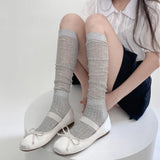 Territory Black Silver Thin Breathable Thigh High Socks Stockings Women Long Socks Stockings School Girls Knee High Sock JK Japanese Style