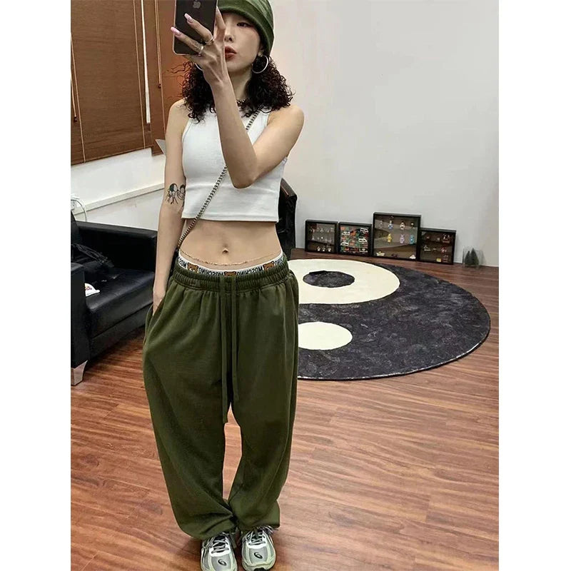 Territory Oversized Sweatpants Women Streetwear High Waist Wide Leg Pants Harajuku Black Baggy Joggers Korean Casual Sports Trousers