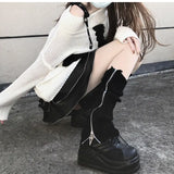 Territory Japanese Jk Leg Warmers Boots Socks Zipper Thigh Punk Leg Warmers Winter Boot Cuffs Warmer Lolita Knit Socks Tube Knit Socks